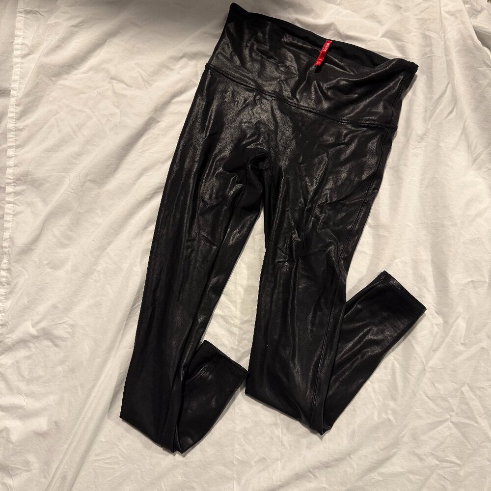 SPANX Faux Leather Leggings – Black – Size Large